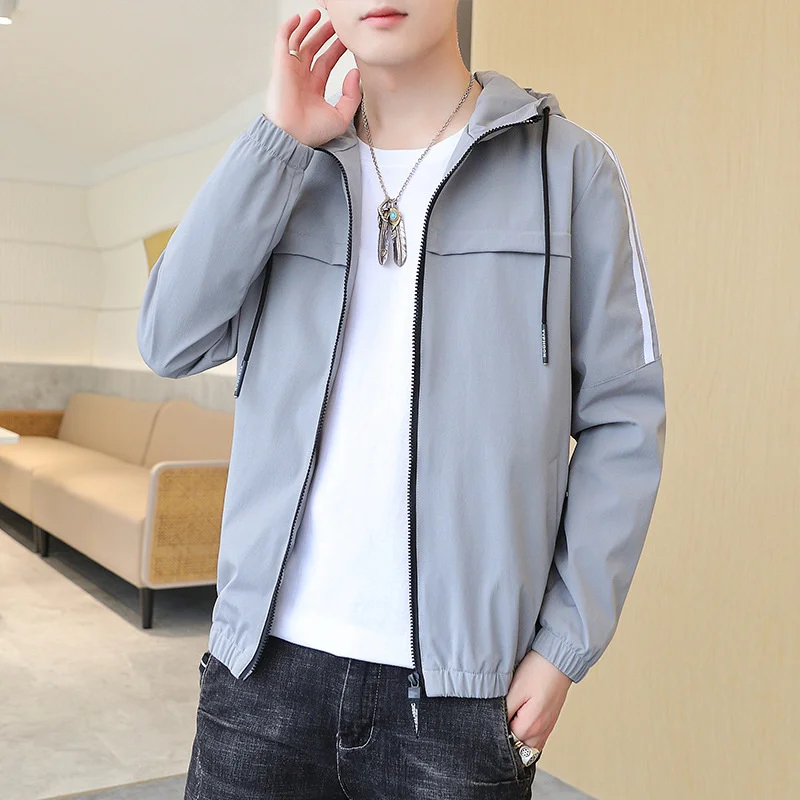 

Spring Autumn Denim Jacket Small Fresh Casual Men's New Korean All-match Fashion Three White Bars Design Simplicity Handsome