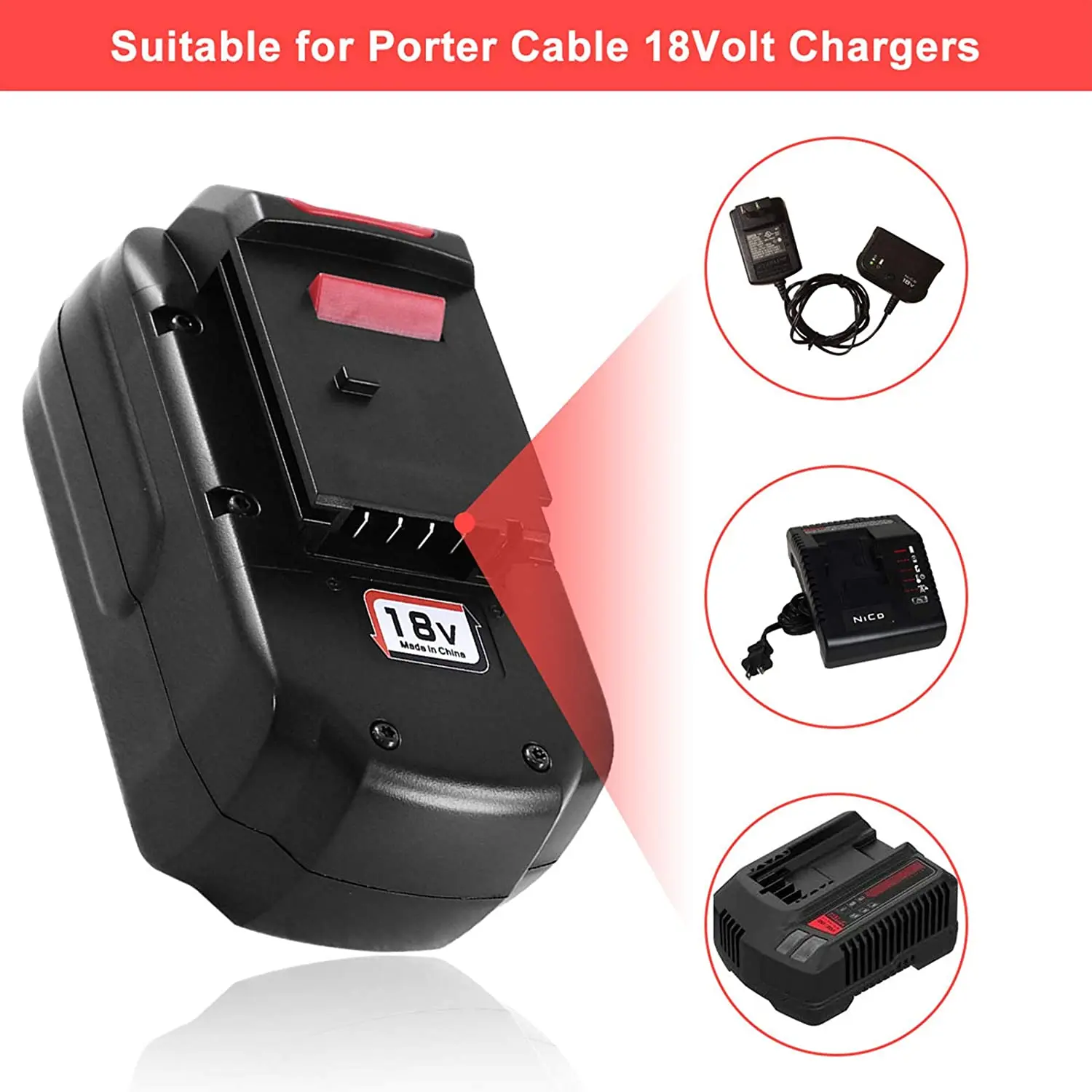 CulHye Ni-MH 3600MAh เปลี่ยนแบตเตอรี่ใช้งานร่วมกับ Porter Cable 18V PC18B PCC489N PCXMVC Cordless