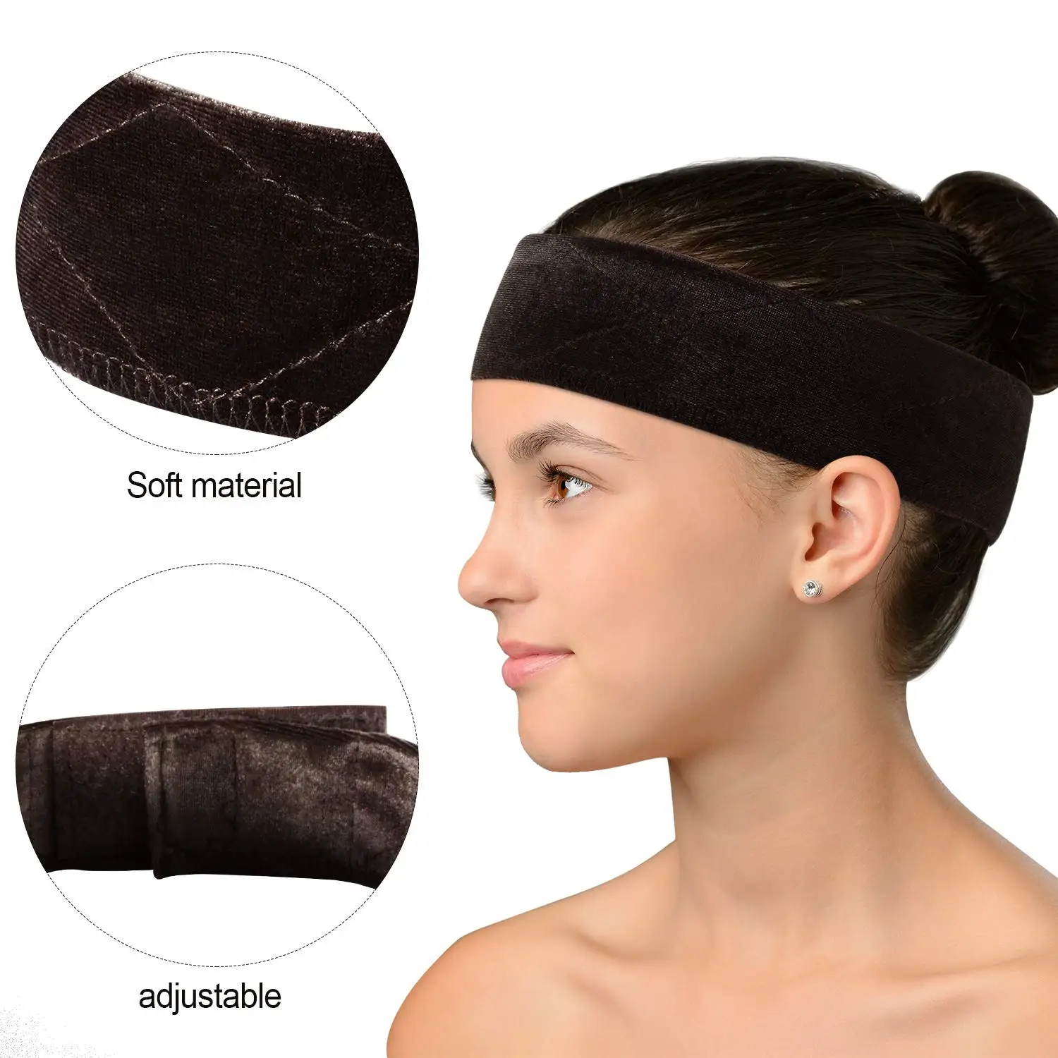 Stocking Perücke Caps Elastische Haarnetz Haar Mesh Und Doppelseitige Samt Perücke Grip Band Komfortable Stirnband Für Spitze Frontal Braun