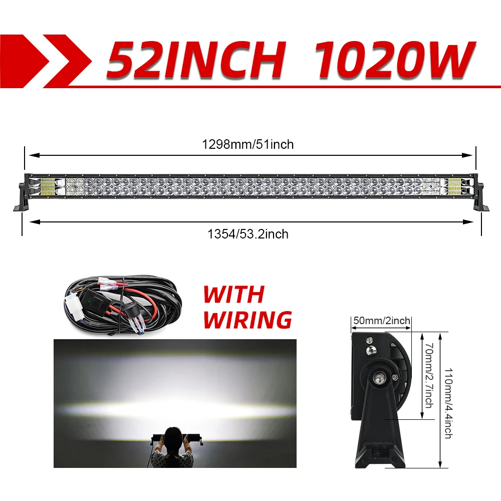 CO LIGHT 22 32 42 52 inch gebogen led-lichtbalk COMBO 420 W 620 W 820 W 1020 W dubbele rij offroad auto vrachtwagen 4x4 SUV ATV 12 V 24 V