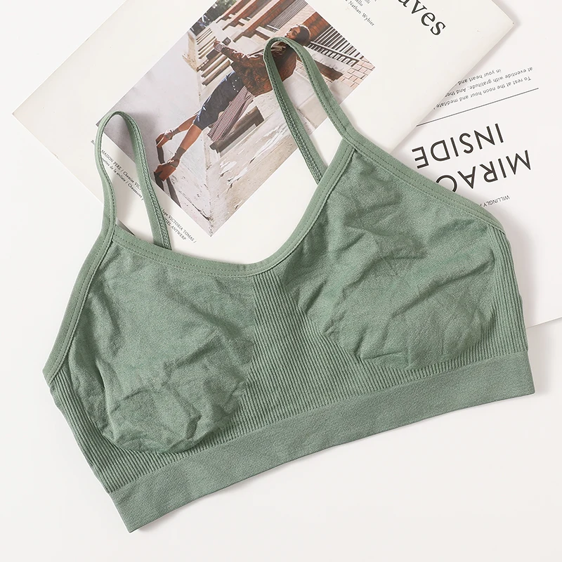 Damen Drahtloser BH Sport-Tube-Top Geripptes Gerafftes Camisole-Bralette Mit/Ohne Polster Unterwäsche Sexy Dessous M-L Intimates