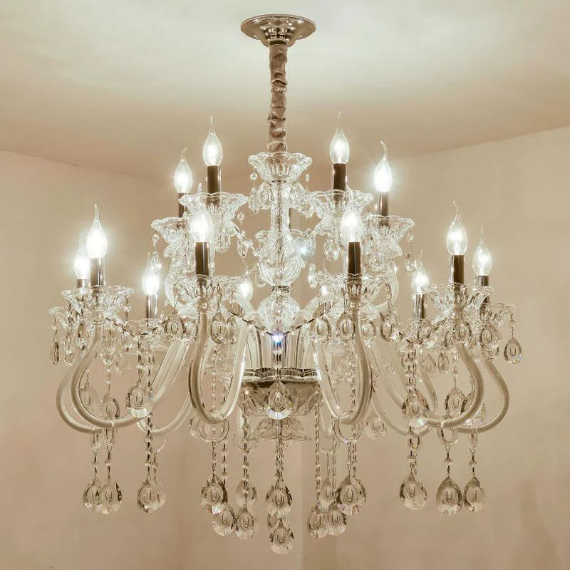 Crystal Candle Chandeliers Villa Duplex Living Room Crystals Chandelier High Grade Hotel Lights Bedroom Restaurant Led Lamps