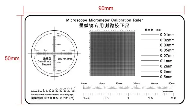 

Micrometer Correction Ruler for Microscope, Measuring Ruler 0.1mm, Object Scale, Graticule Thickness 0.1mm