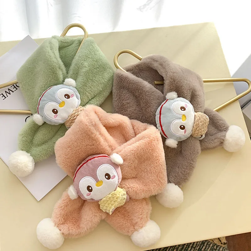 Cartoon Cute Female Winter Warmth Thick Plush Children Cross Bib Baby Imitation Rabbit Fur Collar Boy Girl Soft Scarf G05