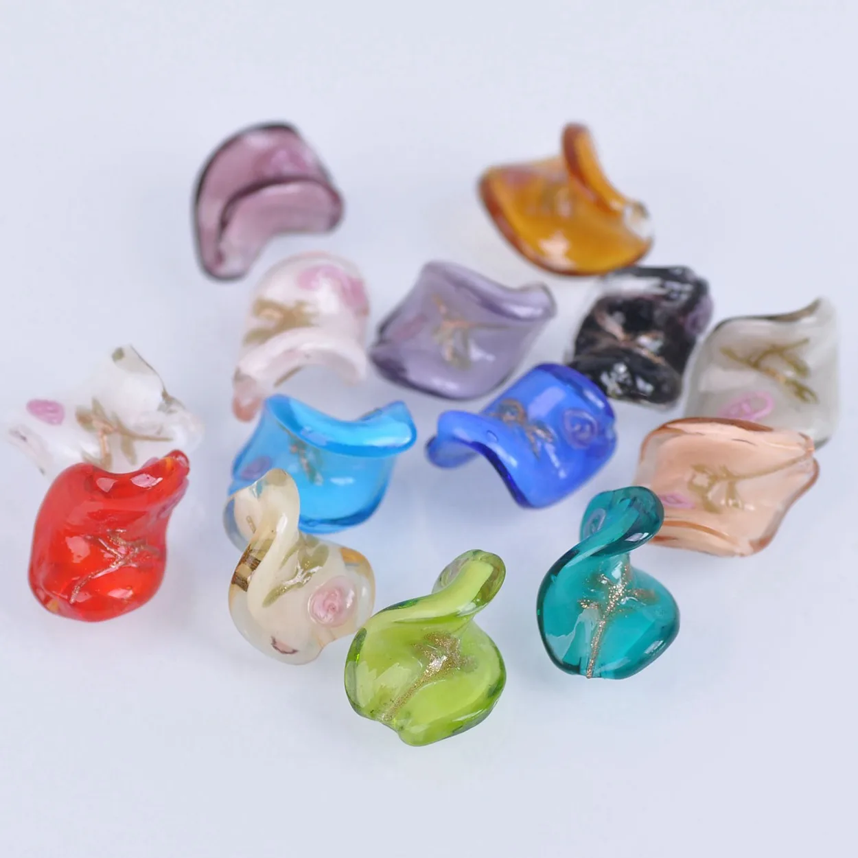 Helix Shape 20x17mm Handmade Flower Lampwork Glass Loose Crafts Beads Lot For DIY Jewelry Making Findings