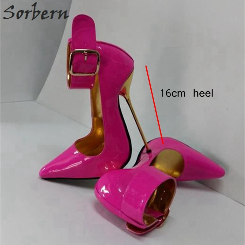 Sorbern Women Pumps Wide Ankle Straps Pointed Toe 12Cm 14Cm Stilettos Metal High Heels Womens Shoes Heel Size 10