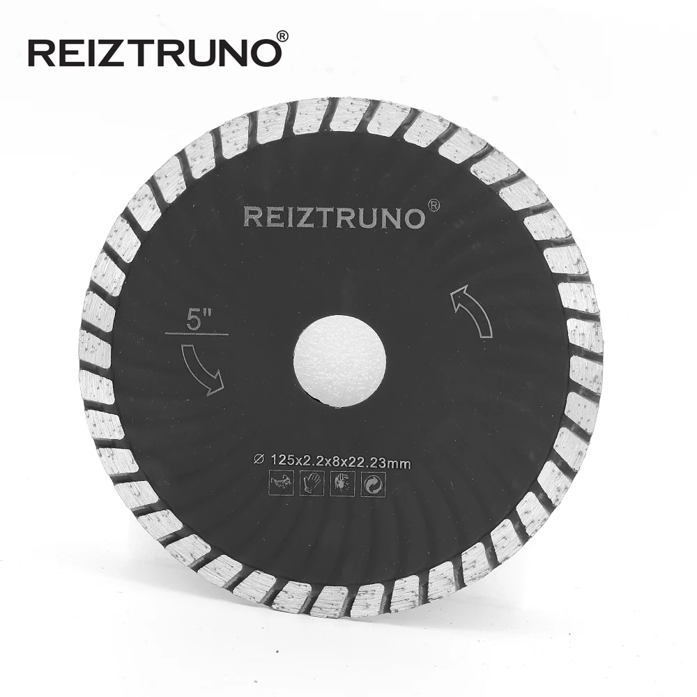 REIZTRUNO 5-inch Diamond Waved Turbo Blade Cutting Wet/Dry Cutting Disc for Grinder - Concrete Brick Tile Granite Marble Masonry