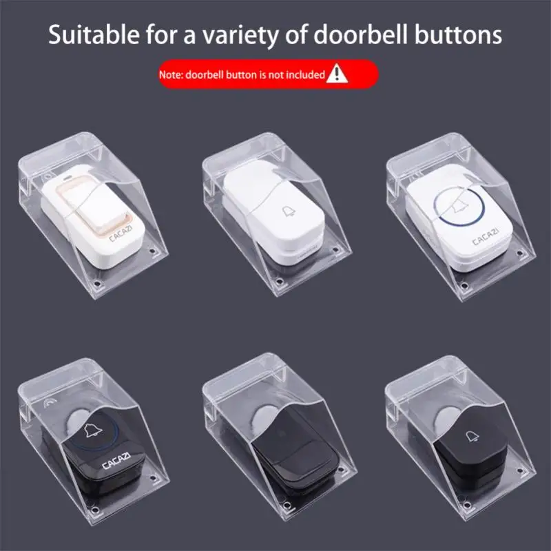 Household Waterproof Cover For Wireless Doorbell Door Bell Ring Chime Button Transparent Doorbell Protective Cover Doorbell Set