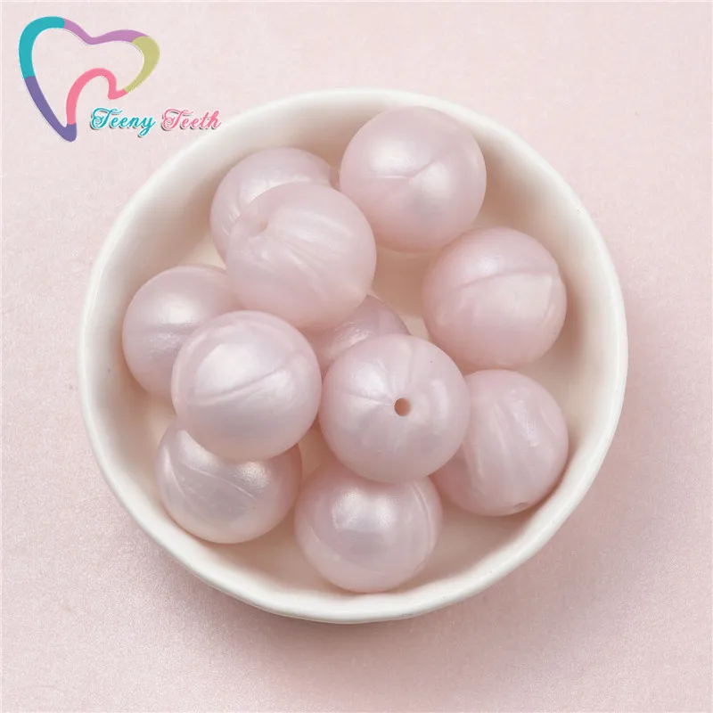 10 PCS Metallic Pink Silicone Round Beads 9-19 MM Food Grade Teething Silicone Ball Loose Hexagon 14-17 MM Bead For DIY Jewelry