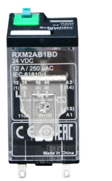 RXM2AB1BD الوئام ، مصغرة المكونات في التتابع ، 12 A ، 2 CO ، مع زر اختبار قابل للقفل ، 24 فولت تيار مستمر