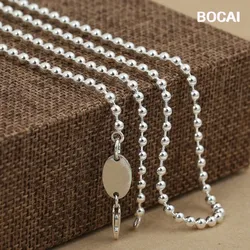 BOCAI Real S925 Silver Jewelry Kroll Cross Sweater Chain 3mm Long Fashion All-Match Necklace for Men and Women Wholesale