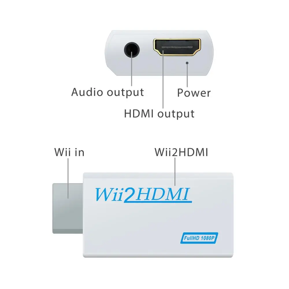 Neoteck 720p 1080p For Wii to HDMI-Compatible Converter Adapter Scales video converter HD HDTV With 3.5mm audio For Wii