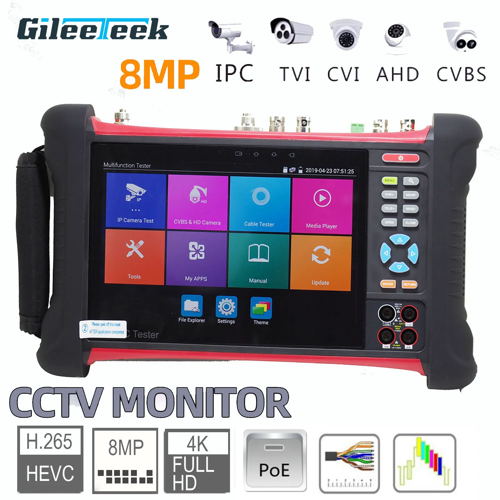 Tester Monitor X7MOVTAHDS 7 inch touch screen all-in-one multi-functional IPC Tester Cable tracer TDR cable test Audio