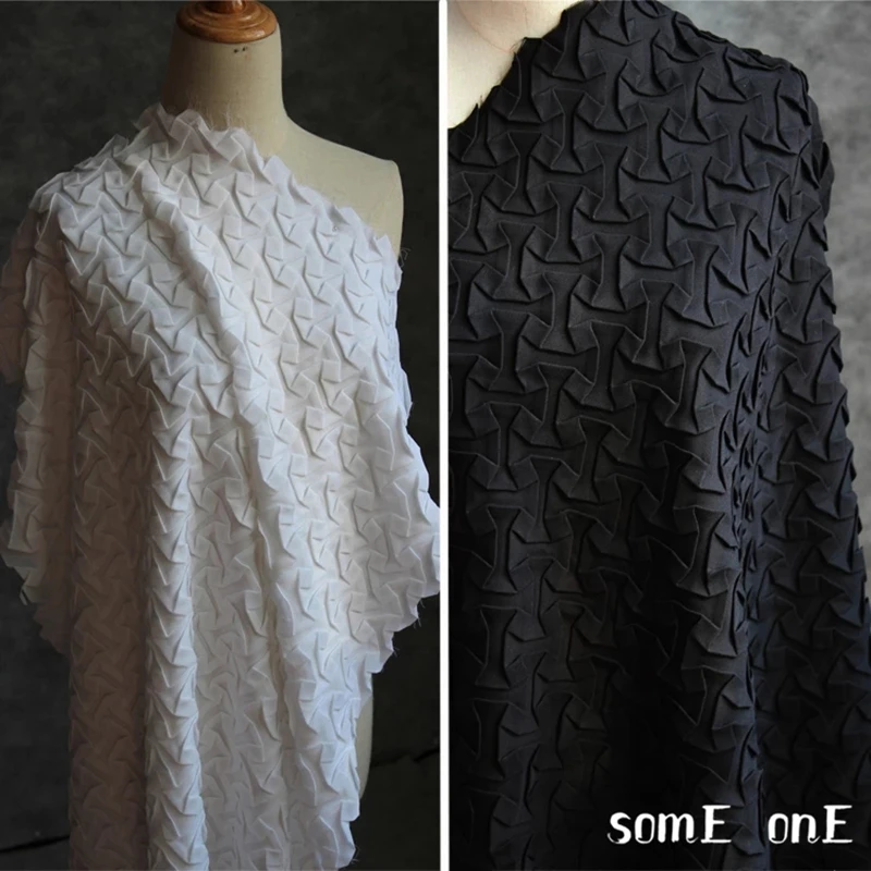 

Pleated Chiffon Fabric Blade Pattern Hand Woven Folds DIY Patchwork Patches Shirt Skirt Dress Clothes Designer Fabric 80*60cm