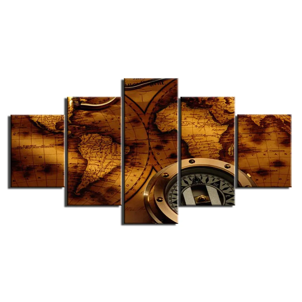 

5 шт. компасы желтый мир холст картины печать стены Искусство планшетов холст для гостиной Hell постер «волк» без рамки