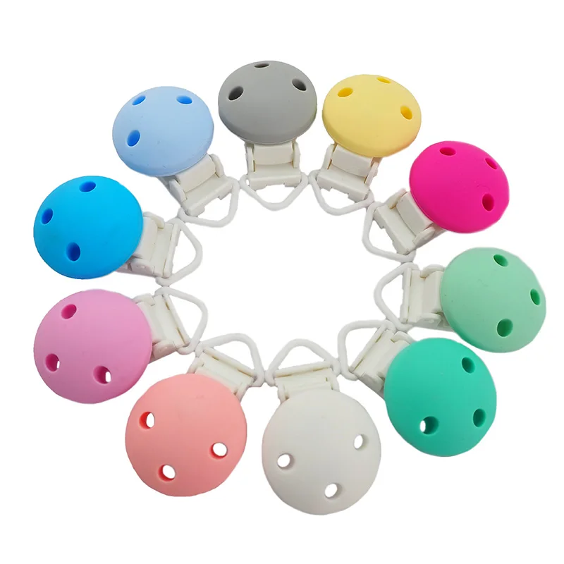 Chenkai 50PCS Silicone Round Clips Soother Nursing Teething BPA Free For DIY Baby Dummy Montessori Pacifier Chain Accessories