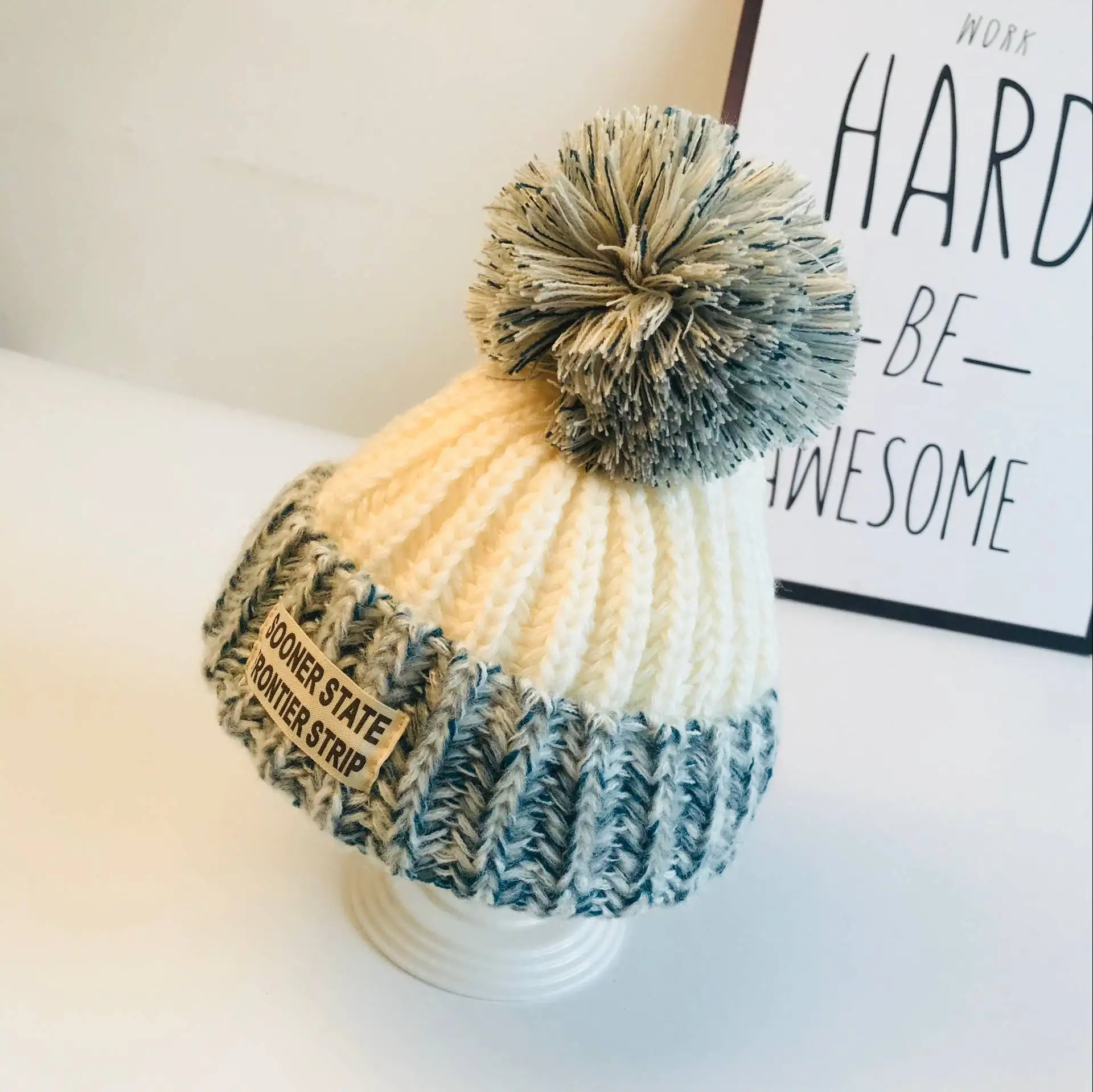 Autumn and winter children warm hat knitting wool yarn boys and girls hats good quality hats for kids  ages 2-12 years old