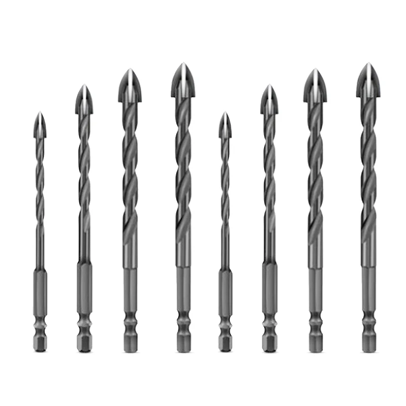 Brocas hexagonales cruzadas para azulejos, abridor de agujeros de hormigón y cerámica de vidrio, vástago hexagonal de aleación, herramientas de perforación para pared de cerámica Til, novedad