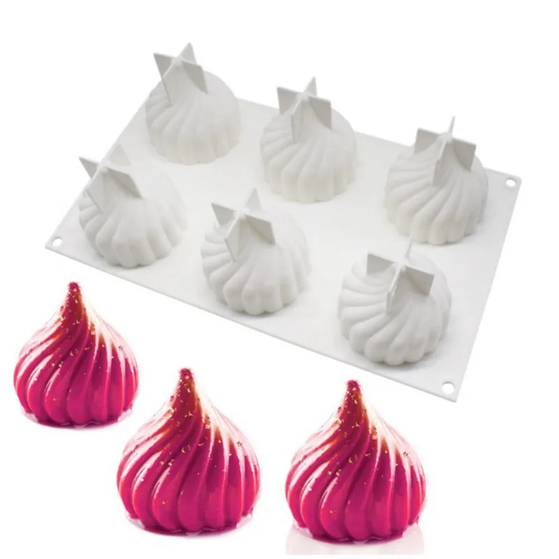 

15 Cavity And 6 Cavity Cone-shaped Bun Mousse Cake Mould Silicone Cake Bakeware DIY Dessert Baking Decorating Tools