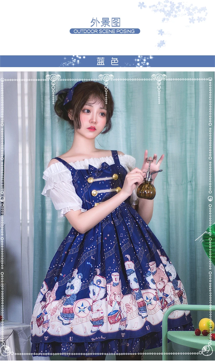 Japanische student süße lolita kleid retro falbala bowknot hohe taille niedlich druck viktorianischen kleid kawaii mädchen gothic lolita jsk