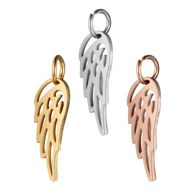 10pcs Charms Double Sided Angel Wings 20*6mm Stainless Steel Plated Pendants Making DIY Handmade Jewelry Findings