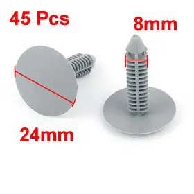 X Autohaux Car 8mm Hole Dia Plastic Rivets Fastener Retainers Fender Bumper Push Pin Clips Gray 45pcs