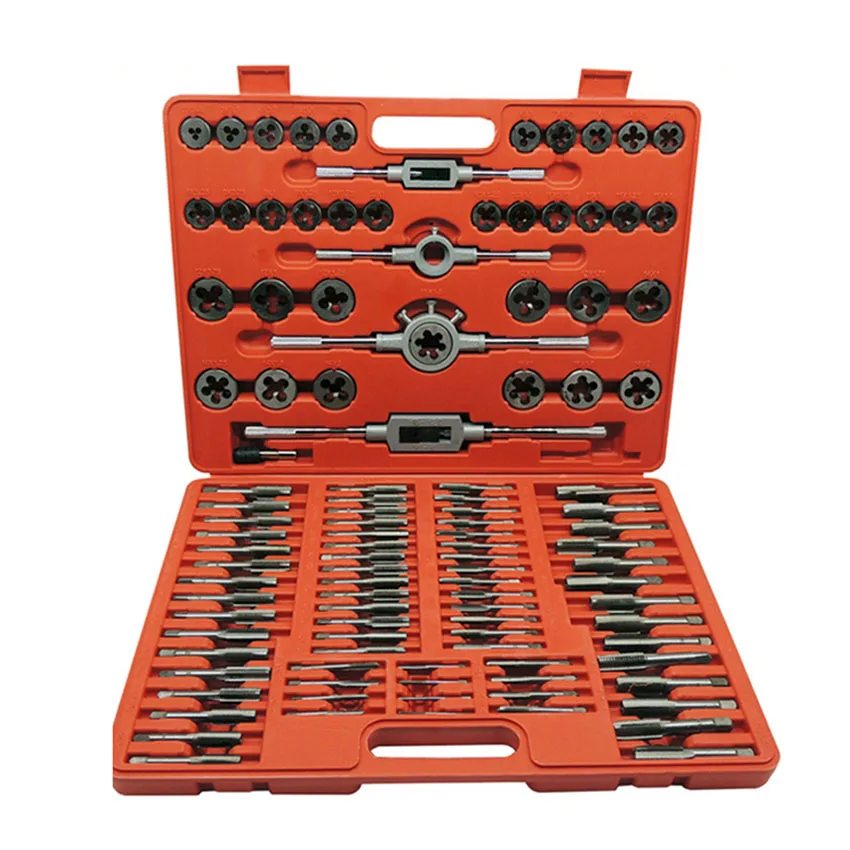 Professional 110 Pcs Tap And Die Tools Set Alloy Steel Tap And Die Set Metric Threading Die Screw Thread Tap Die Wrench Set