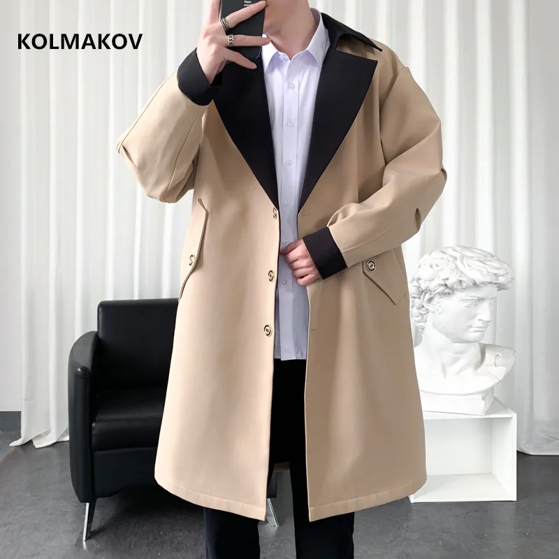 

2022 spring Long style overcoat men's High quality casual trench coat,autumn hoooded jackets men,Men's Clothing Windbreakers