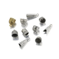 5Pcs/lot Tibetan Silver Metal Cord End Caps Big Hole Tassel Round End Caps Fastener For DIY Jewelry Making Findings