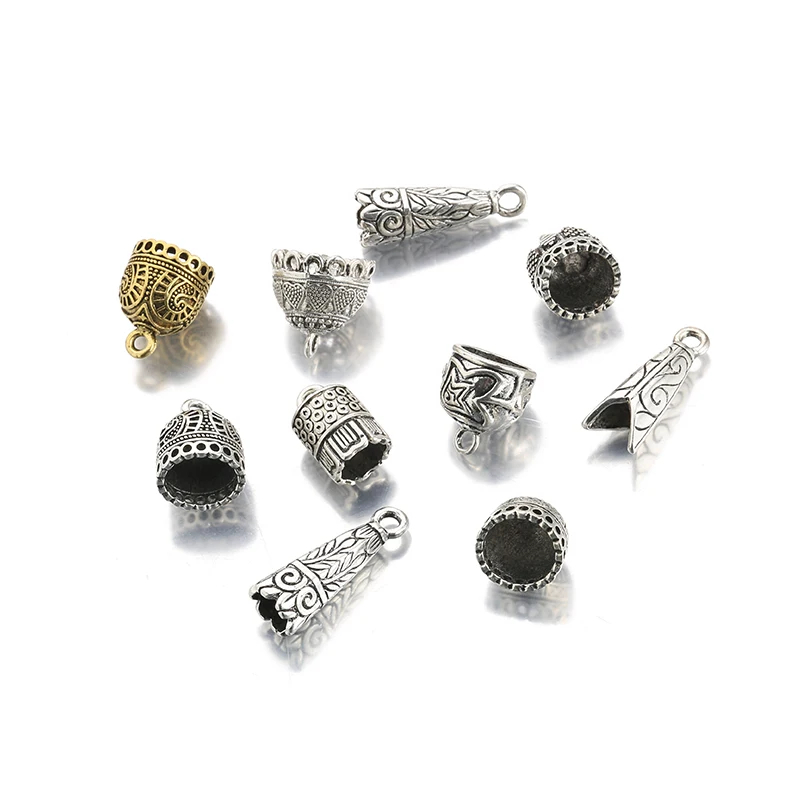 5 sztuk/partia Antique Silver Metal Cord zaślepki Big Hole Tassel okrągłe zaślepki zapięcia dla DIY tworzenia biżuterii ustalenia