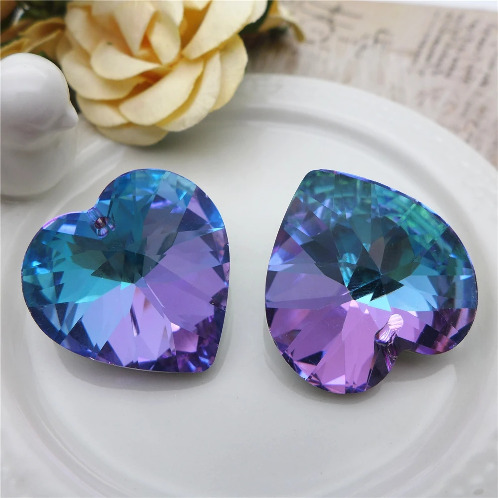 glass heart charm 10/14/18/27 mm crystal love beads jewelry making necklace making supplies earring pendant diy faceted loose