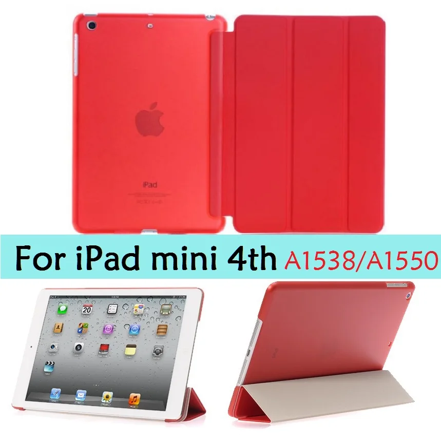 7.9 ''Folio Coque per iPad mini 4 Custodia Smart Flip Stand A1538 A1550 Cover rigida in PVC trasparente per iPad mini 4th 7.9'' Cover