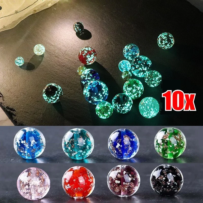 10 Pcs/Pack Luminous Glazed Bead For Necklace Bracelet DIY Handmade Jewelry Accessories Starry Sky Loose Bead 10mm 12mm