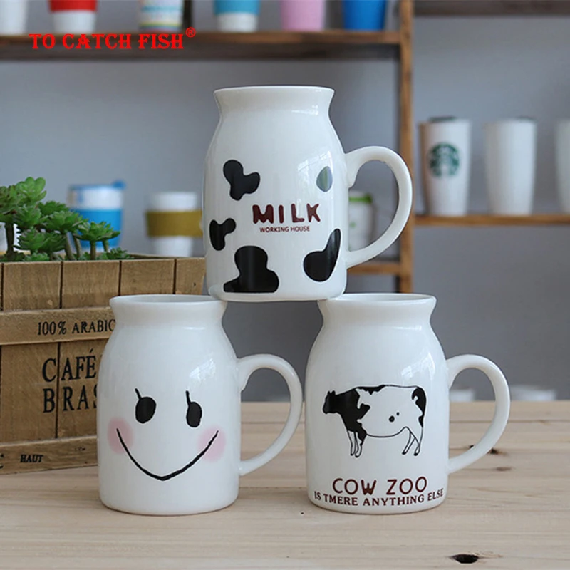 250ml Creative Cow pattern ceramic mug,Unique cartoon couple Coffee mugs milk cup wholesale,tea cups mugs