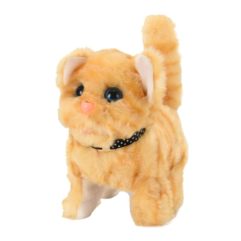 Plush Electronic Cats Move and Meow Walking Lifelike Interactive Toy Pet Stuffed Kitten for Girls Kids Baby Funny Gift