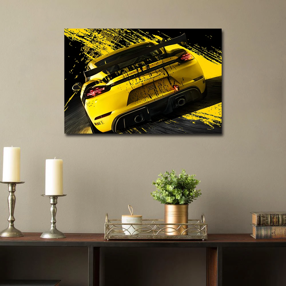 Cayman GT4 Sport Car Poster Canvas Cloth Fabric Print Painting for Home Decor Wall Art Picture