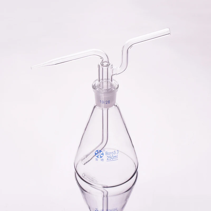 

Triangle gas washing bottle ,Capacity 250ml,Joint 19/26,Conical Ground mouth flat flush flask,Gas wash bottle,Shisha hookah