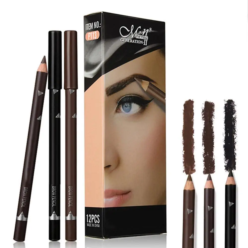 12Pcs Eye Brow Potloden Make Up Set 3 Kleuren Waterdichte Wenkbrauw Eye Liner Pen Lip Steekt Cosmetics Makeup tool Kit