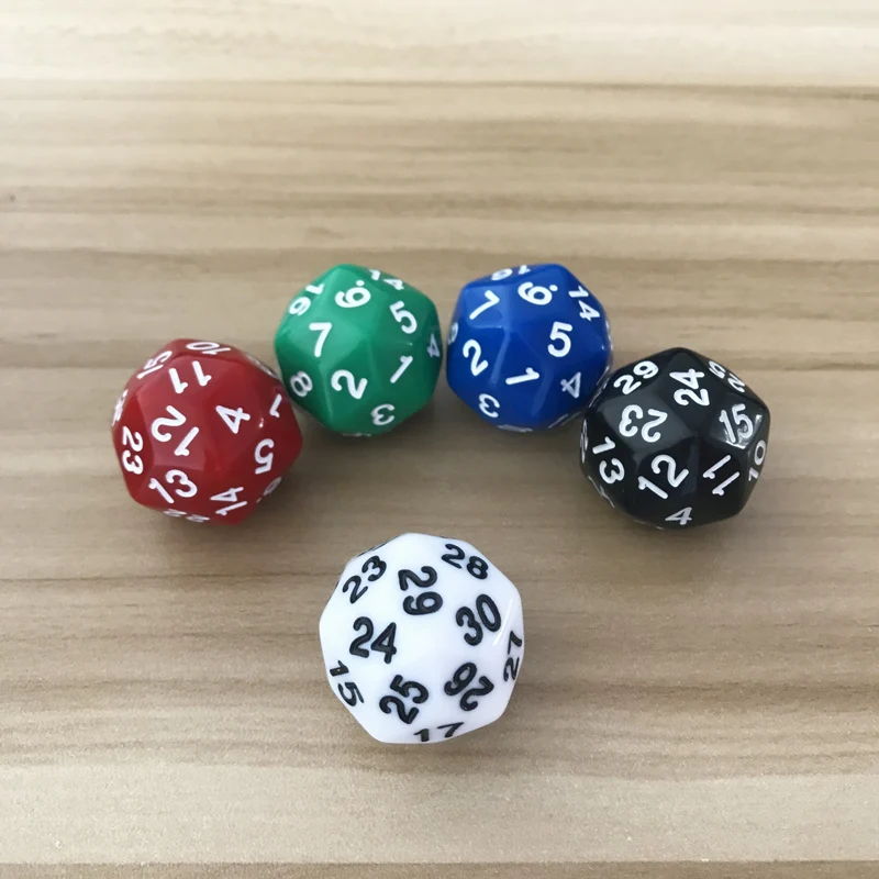 1Pcs/Lot D30 Thirty-surface 25mm Digital Dice Quality Colour Acrylic Rounded Corners Originality Dice Set