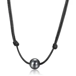 Simple Bead Leather Choker for Men Boys Hematite Metal Stone Rope Neklace Teen Jewelry Adjustable DN131