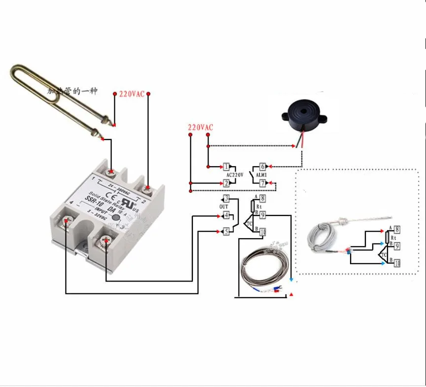100-240VAC REX-C100 PID تحكم في درجة الحرارة المدى 0 إلى 400C SSR40A K الحرارية ، PID تحكم مجموعة + الحرارة بالوعة