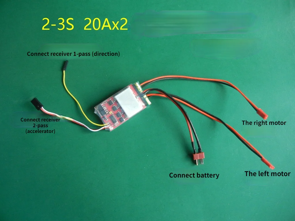 

Dual way Bidirectional brushed Brushless electric 20A x 2 2-4S metal tracked tank Differential speed boat Personalize parameters