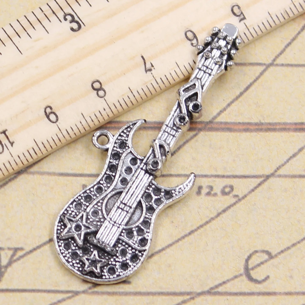 10pcs Charms Musical Guitar 55x22mm Tibetan Silver Color Pendants Antique Jewelry Making DIY Handmade Craft