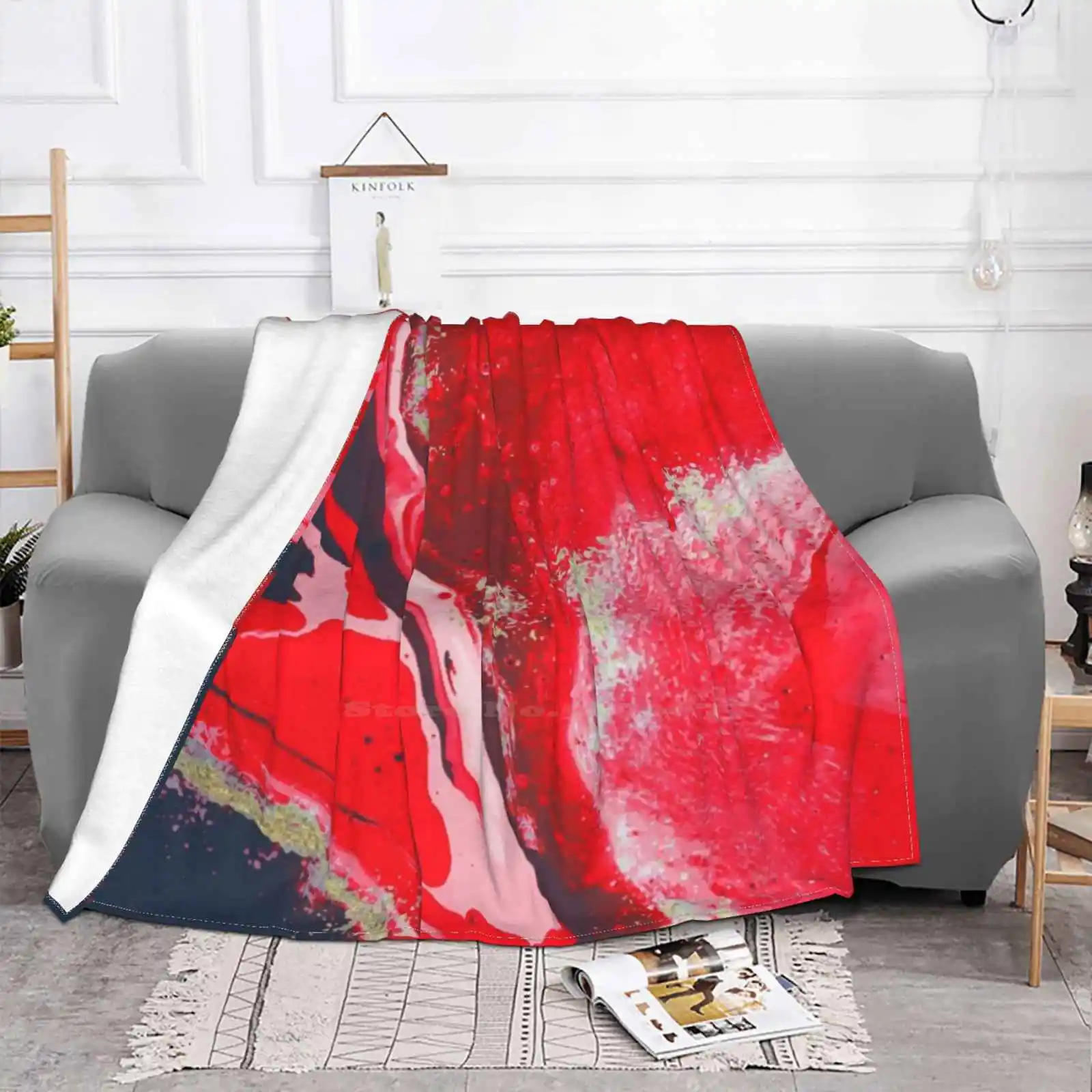 Red Black Marbel Super Warm Soft Blankets Throw On Sofa/Bed/Travel Marbel Luxury Artsy Aesthetic Blue Gold Luxurious