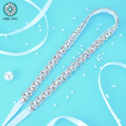 (1PC) Rhinestone Wedding Dress Belt Silver Crystal Bridal Sash Diamond Bridal Belt For Women Dress  WDD1129