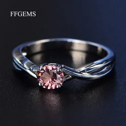 FFGems 여성용 보석 줄타나이트 자수정 실버 반지, 블루 사파이어 반지, 실버 925 쥬얼리, 아쿠아 마린 반지, 약혼 반지