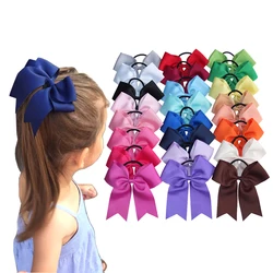 2 PCS 6 inch Bow WITH Elalstic Bobble Loop Big Cheer Leading Hair Bow Ribbons Baby Girls