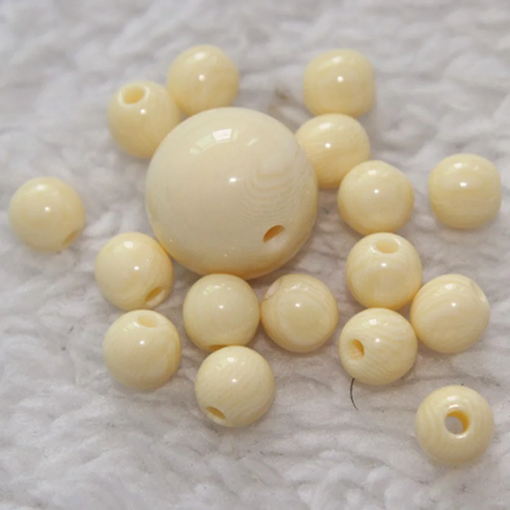 5mm 6mm 8mm 10mm 12mm 14mm 16mm 18~50mm Beige White Color Round Resin Loose Beads Wholesale Lot for DIY Crafts Jewelry Making