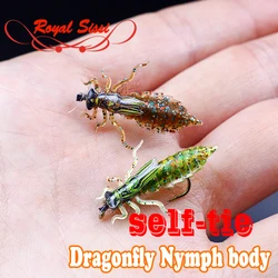 Royal Sissi 10pcs pack artificial dragonfly nymph rubber body&legs with fly tying thin skin sticker nymph fly tying materials