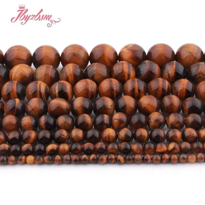 2,3,4,6,8,10,12mm Round Smooth Yellow Tiger Eye Natural Stone Loose Bead For Jewelry Making Necklace Bracelet 15